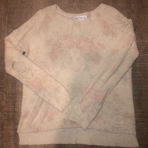 Wildfox distressed light floral sweater